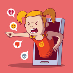 Bullying girl concept illustration. Bully, school, future, disease, communication, security design concept 
