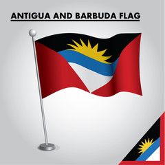 Antigua and Barbuda flag icon. National flag of Antigua and Barbuda on a pole