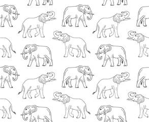 Vector seamless pattern of hand drawn doodle sketch elephant isolated on white background 