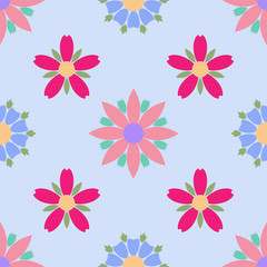 Simple flowers seamless pattern. Summer vector background