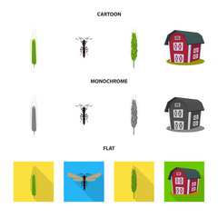 Isolated object of agriculture and farming symbol. Collection of agriculture and plant  vector icon for stock.