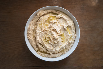 Homemade hummus in a bowl