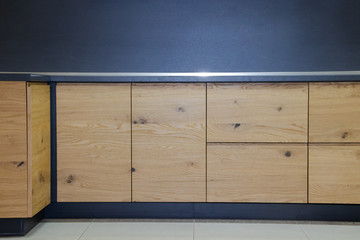 Wooden drawer in the kitchen. Drawers with closers.