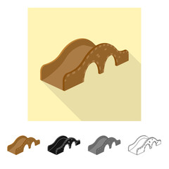 Vector illustration of bridge and pedestrian sign. Set of bridge and arch stock symbol for web.