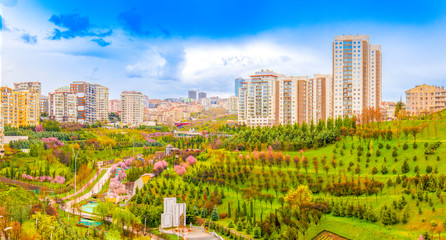 Fototapeta premium Dikmen Vadisi (Valley) is a popular neighborhood in Cankaya region with Turkmenistan Park