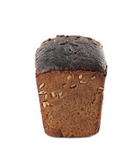 Rye bread with sunflower seeds isolated on white