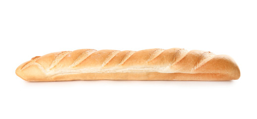 Tasty baguette isolated on white. Fresh bread