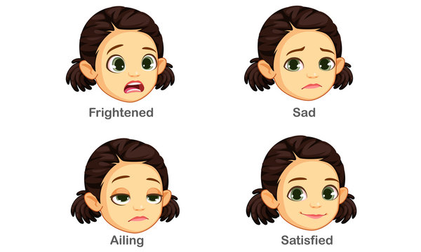 Set of girl facial expressions part 2