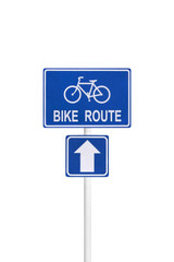 bike route street sign isolated on white