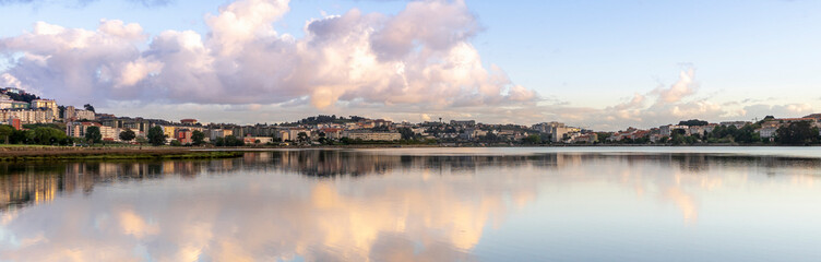 Fototapeta na wymiar Panoramic view of the beautiful landscape of the Rio Burgo. Coruña, Spain