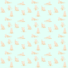 pattern seamless set of soft pastel cute cat element. vector illustration eps10