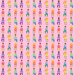 pattern seamless set of human worker team member enjoy them job on the chair. vector illustration eps10