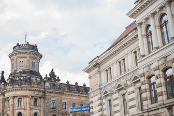 Dresden , Germany - MAY 4, 2019. Tourism concept. Beautiful  view of city streets, centre of city. Vacation in  Dresden 