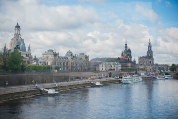 Obraz premium Dresden , Germany - MAY 4, 2019. Tourism concept. Beautiful view of city streets, centre of city. Vacation in Dresden 