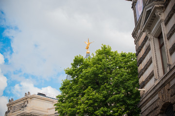 Dresden , Germany - MAY 4, 2019. Tourism concept. Beautiful  view of city streets, centre of city. Vacation in  Dresden 