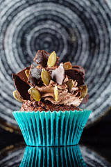 cupcake with cream and caramel