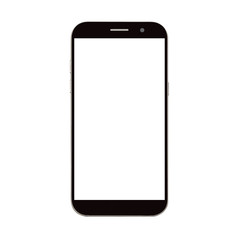 black smart phone with blank screen isolated on white