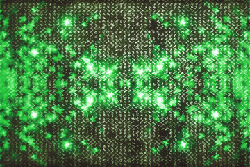 Green matrix digital background. Abstract cyberspace concept. Characters fall down. Matrix from symbols stream. Virtual reality design. Complex algorithm data hacking. Green digital sparks.