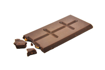 broken chocolate isolated on white