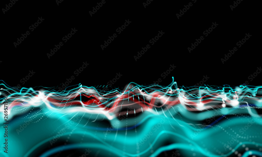 Wall mural modern sound wave effect 3d background