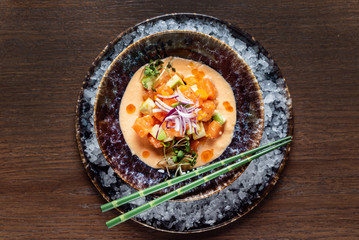 seafood ceviche on the ice