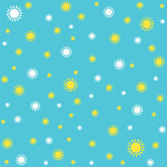 Sun symbol over blue seamless pattern