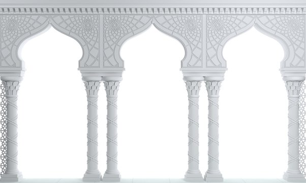 Eastern ancient Arab white arcade