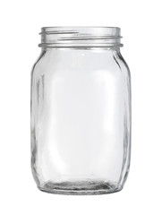 Glass jar kitchen utensil (with clipping path) isolated on white background - obrazy, fototapety, plakaty