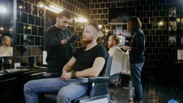 Client visiting luxury barber shop