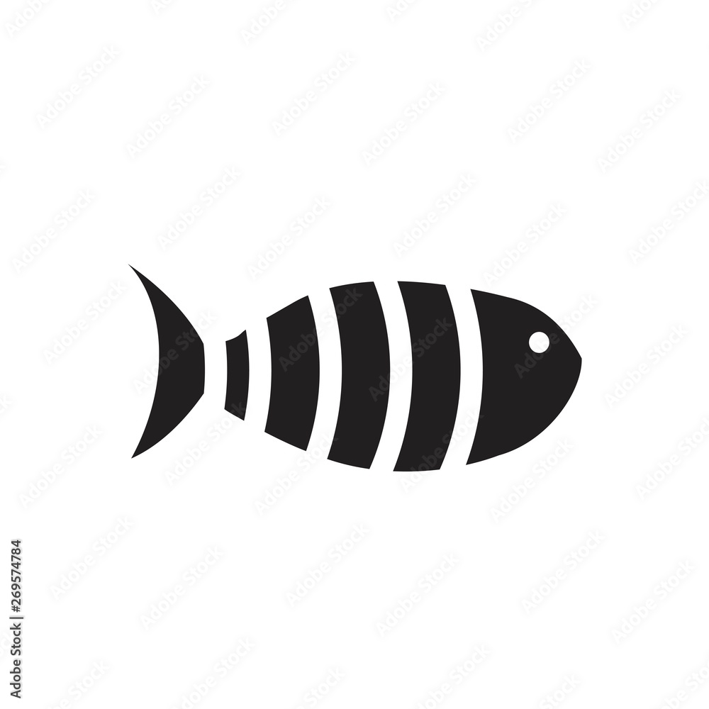 Wall mural black fish icon on white background