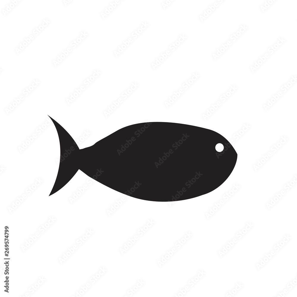 Wall mural black fish icon on white background