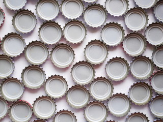 bottle caps background, close up beer caps
