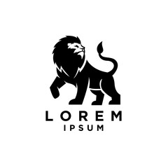 lion standing logo with black color icon designs vector illustration