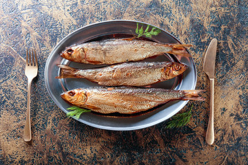 Smoked herring with dill.