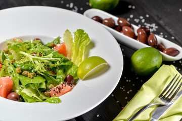 fresh salad with salmon