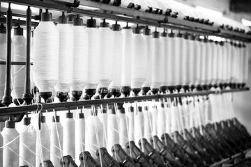 Victorian Cotton mill and weaving weaving machine. 