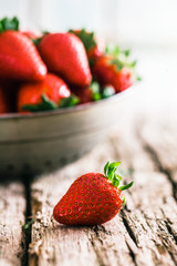 Strawberries on wood