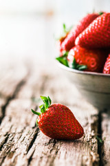 Strawberries on wood