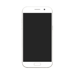 black smart phone with blank screen isolated on white