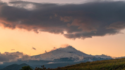 etna during sunset