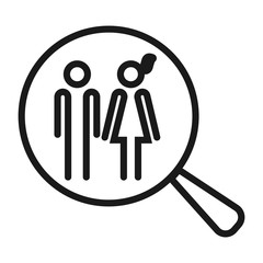 toilet search - minimal line web icon. simple vector illustration. concept for infographic, website or app.