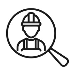 engineer search - minimal line web icon. simple vector illustration. concept for infographic, website or app.