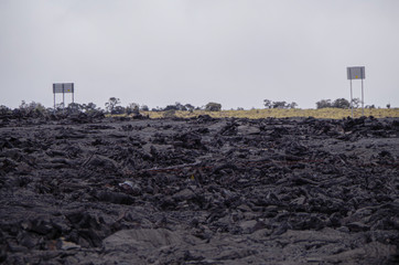 Soldified lava field destroys rural area