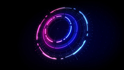 Futuristic conceptual technology background, circular HUD interface hologram, 3d render in high resolution, sci fi and cyberpunk wallpaper