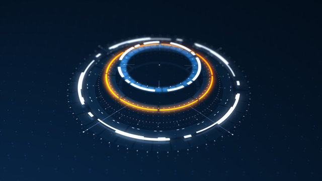 Futuristic conceptual technology background, circular HUD interface hologram, 3d render in high resolution, sci fi and cyberpunk wallpaper