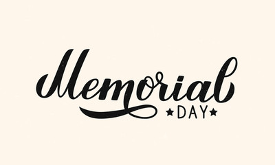 Memorial Day calligraphy lettering. Shabby American patriotic typography poster. Vector illustration. Easy to edit template for logo design, banner, greeting card, postcard, flyer.