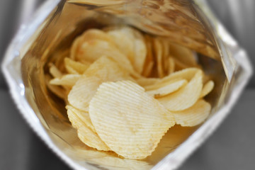 cose up of potato chips