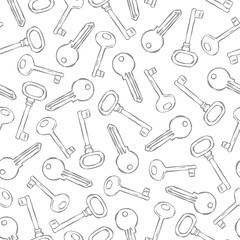 Vector keys seamless pattern. Monochrome background great for home decor and wallpaper.