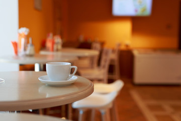 wooden table white Cup and saucer side view