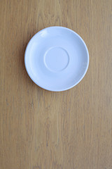 wooden table white Cup and saucer top view